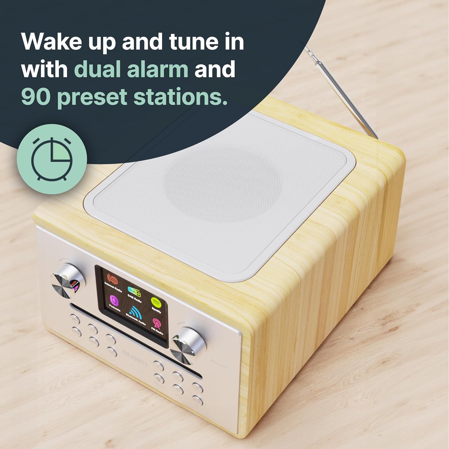 Majority HOMERTON 2 Radio FM,CD Player,BT,Spotify,USB Oak