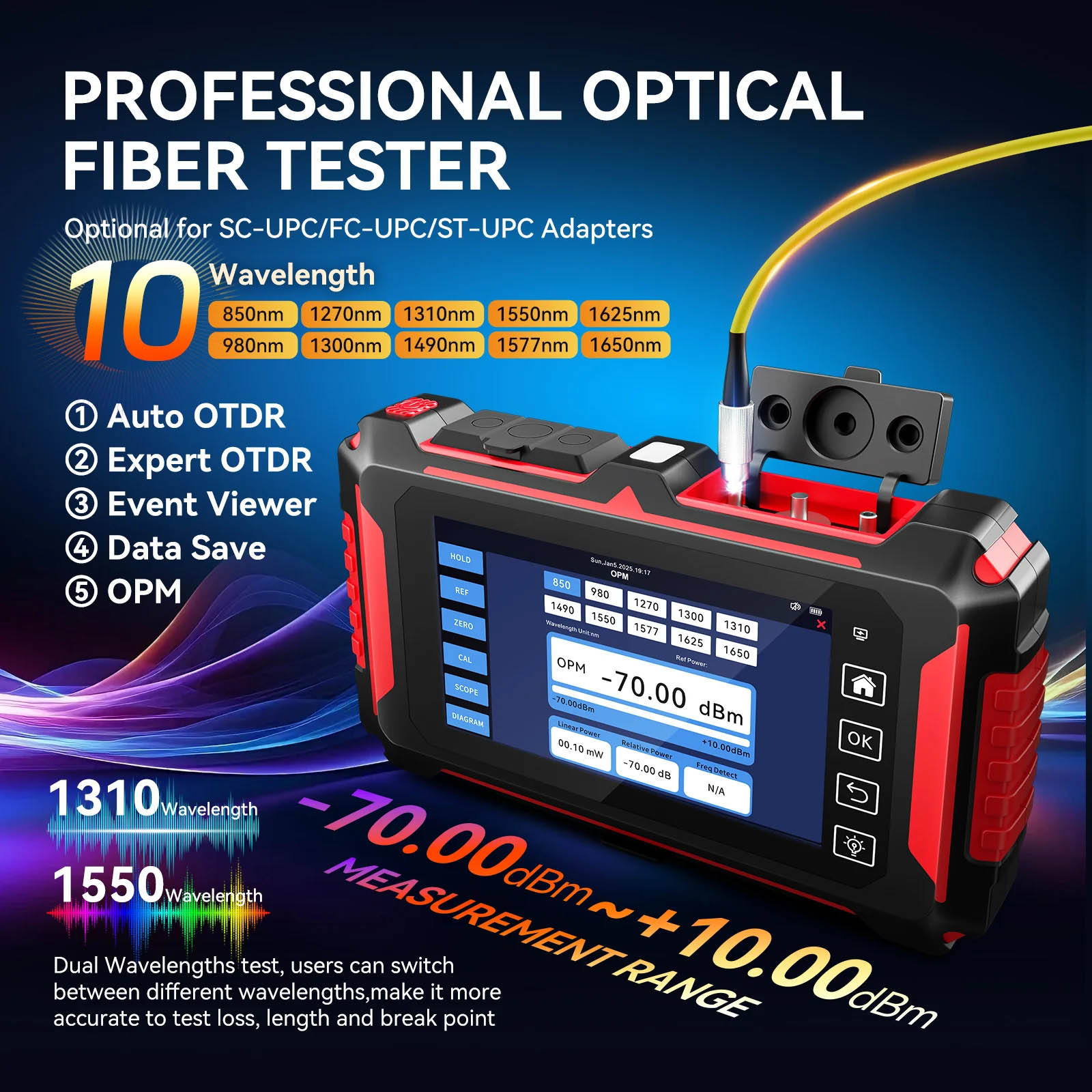 Noyafa Fiber & Network Tester with 150km OTDR, Full-protocol Network Analysis, PoE Testing, Ethernet Cable Verification, Multimeter NF-8607