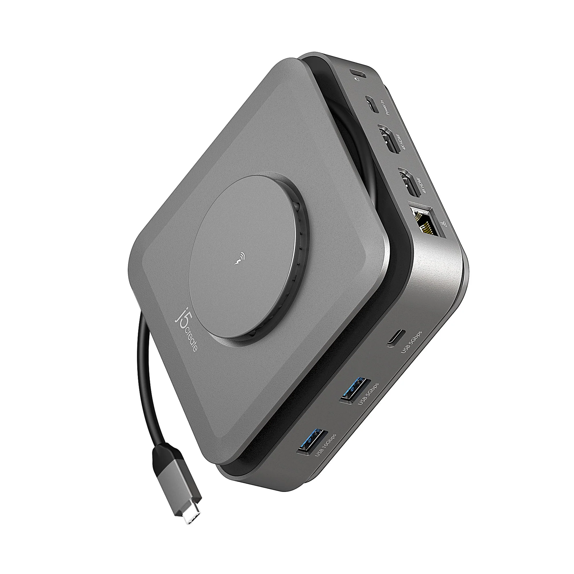 j5create Dock USB-C Dual Display 4K MST MacBookM3 HDMI/RJ45/SD/USB/PD + Wireless Charger JCD3199