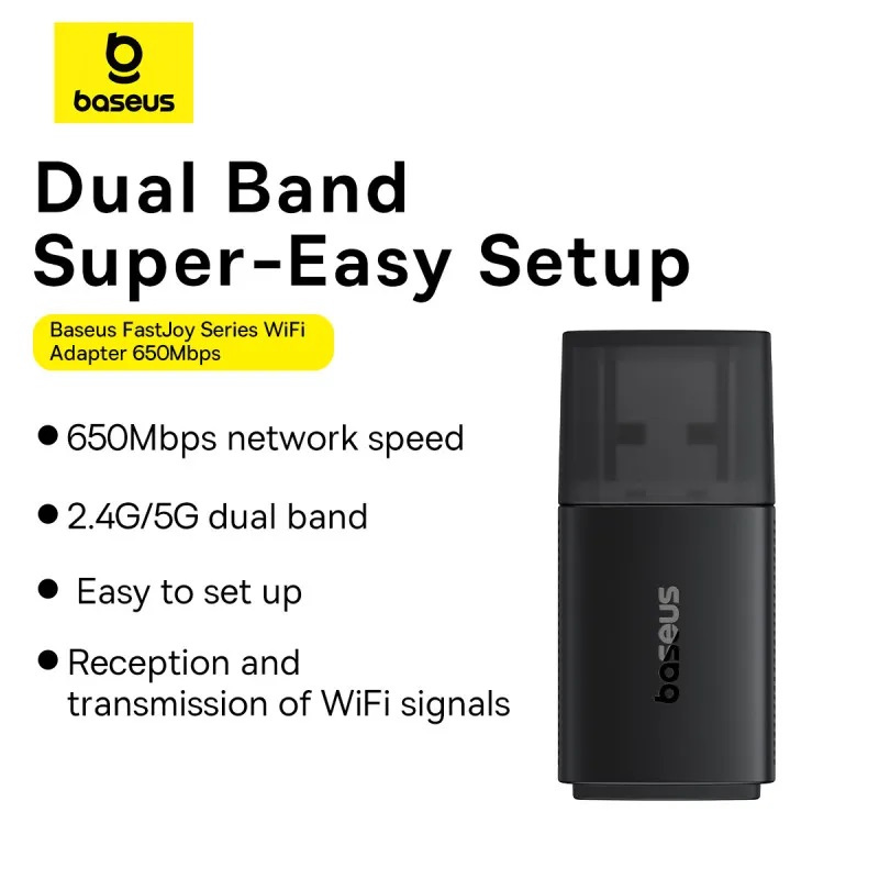 Baseus WiFi USB Adapter 650Mbps with Build In Antenna
