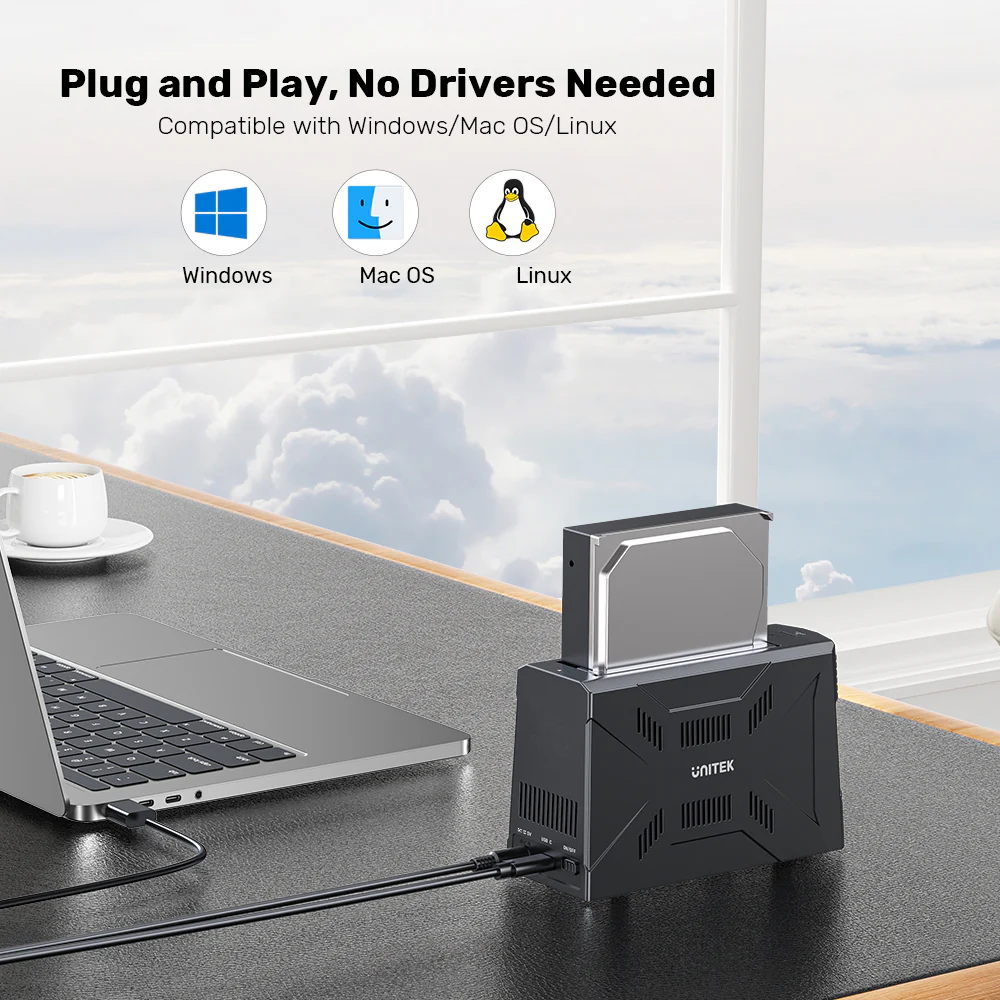 Unitek USB-C NVME/PCIe/SATA/HDD 10Gbps RGB Docking Station S1234B