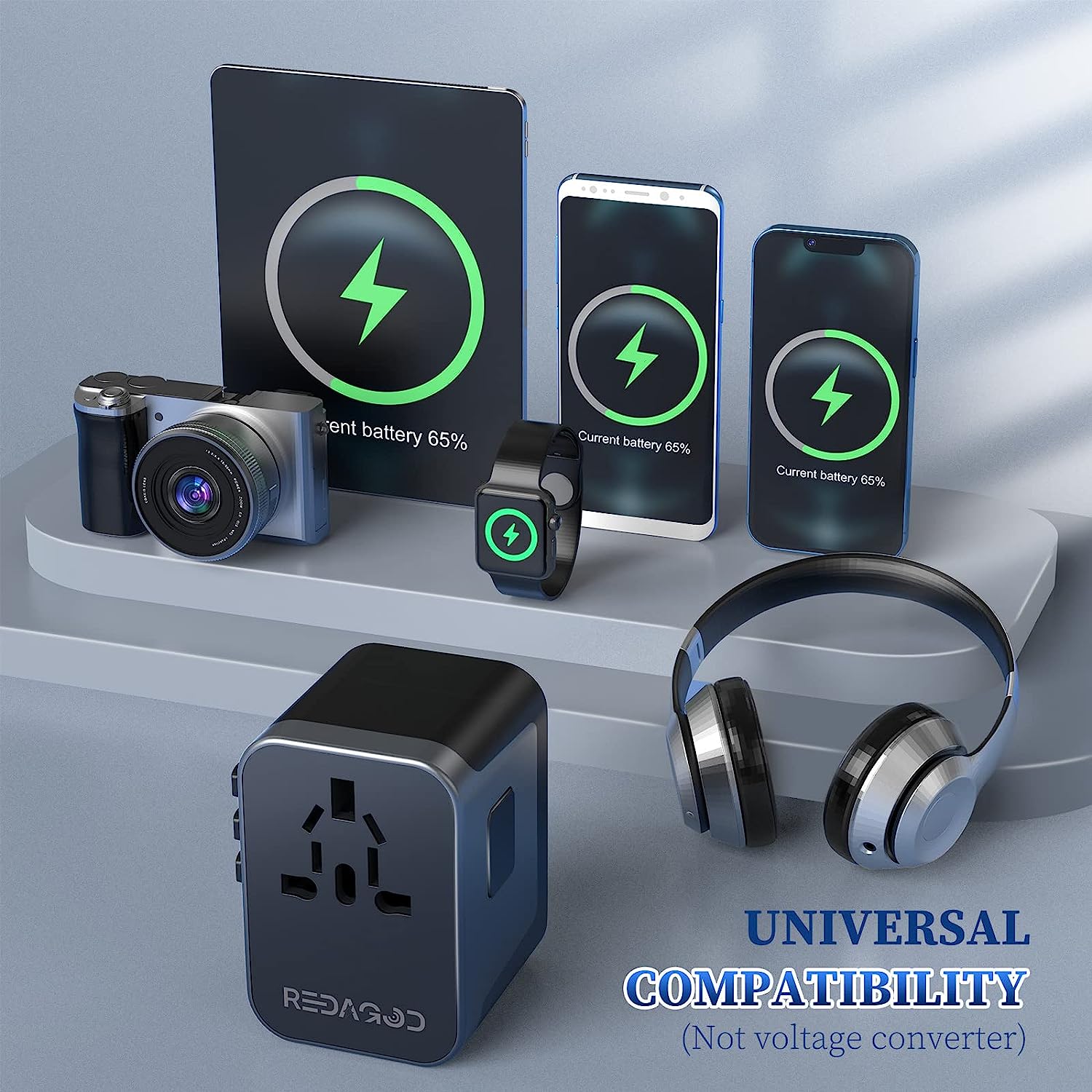 Travel Adapter Worldwide 224+ Countries 5.6A Fast Charge Universal Travel Adapter (4 USB  & 1 USB C)