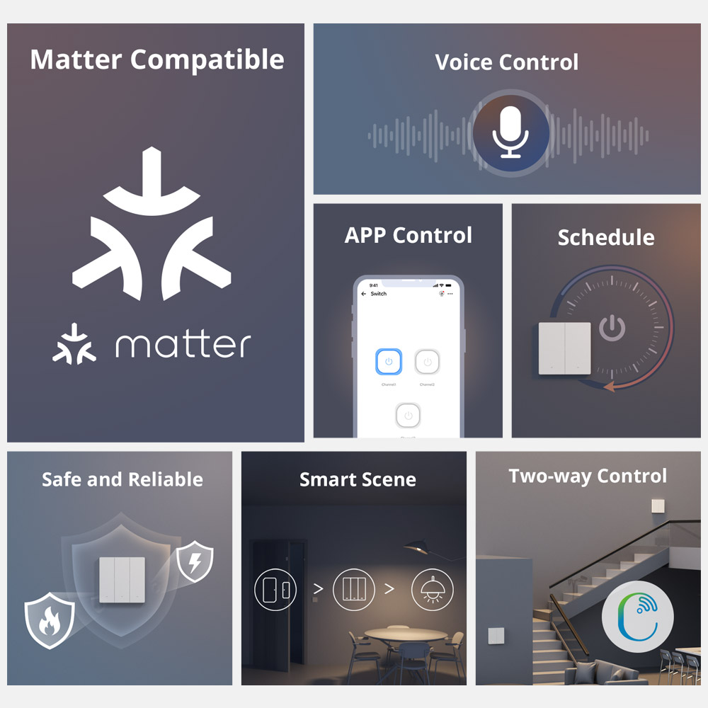Sonoff M5 Matter WiFi Smart Wall Mechanical Switch 1-Button White