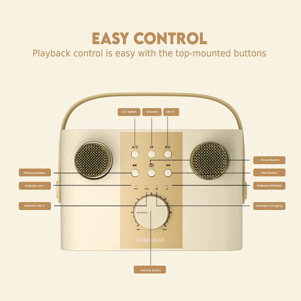 SonicGear Portable Speaker BT/Wireless Dual Mics iOX K600 Souffle