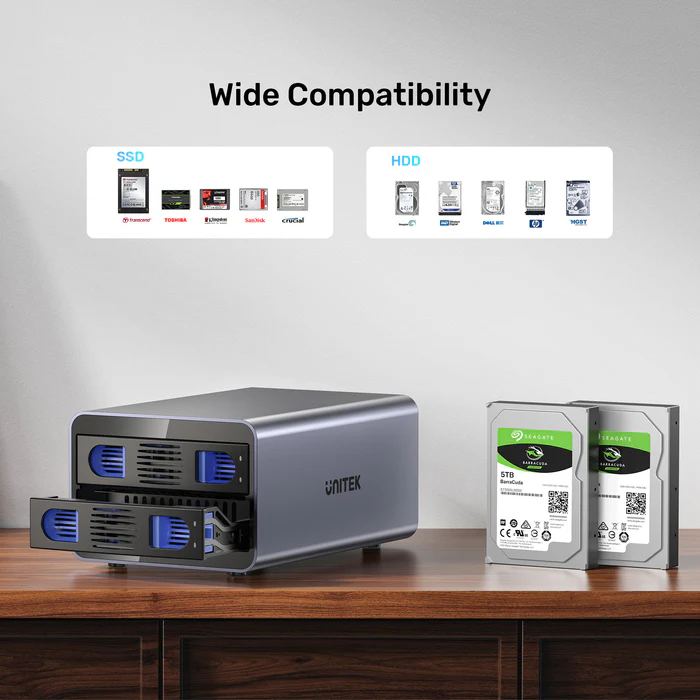 Unitek USB-C 2-Bay External SATA HDD Enclosure with RAID S1308C
