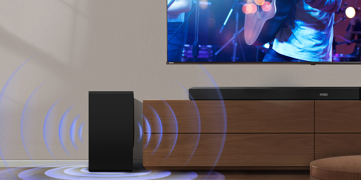 Hisense Soundbar 5.1 CH, 580W ,Hi-Concerto,Dolby Atmos, DTS:X, Semi wireless rear surround speakers
