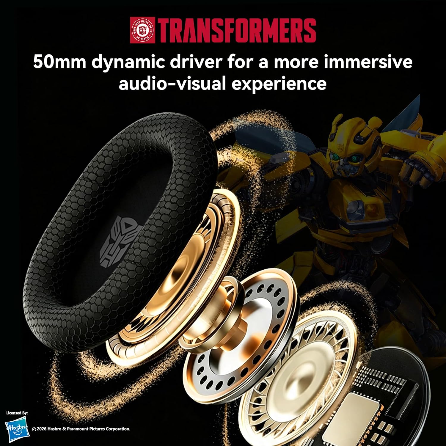 Transformers Wired Gaming Headset, 50MM Drivers, LED Light, Lightweight, 3D Surround Sound TF-G15 Yellow