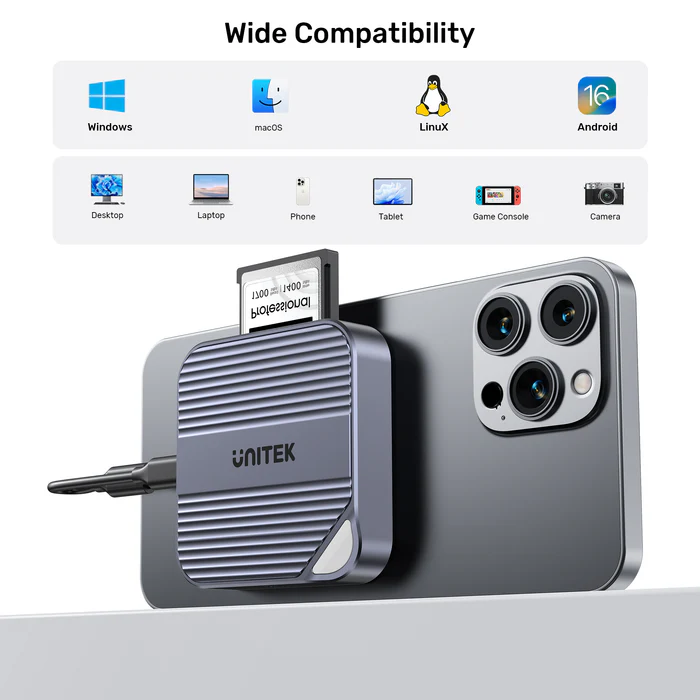 Unitek Card Reader Magnetic CF Express Type B 10Gbps PD100W S1244B