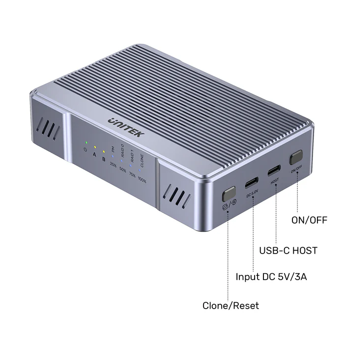 Unitek USB-C 2-Bay External M2 SSD Enclosure with RAID 20Gbps S1247A
