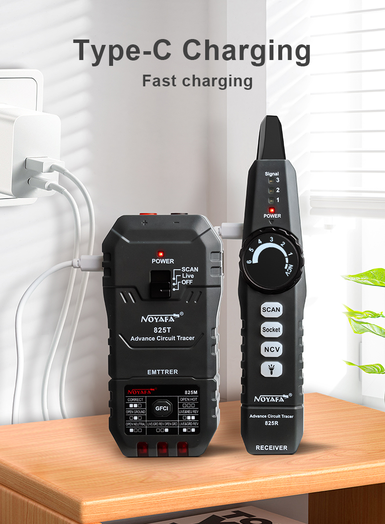 Noyafa Circuit Tracer & Breaker Finder with GFCI Tester, RJ45 Tracing, NCV & Adjustable Sensitivity NF-825TMR