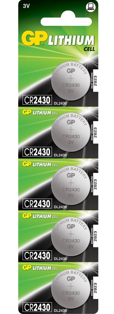 GP Lithium Button Cell CR2430 3V 656.278UK 5pk