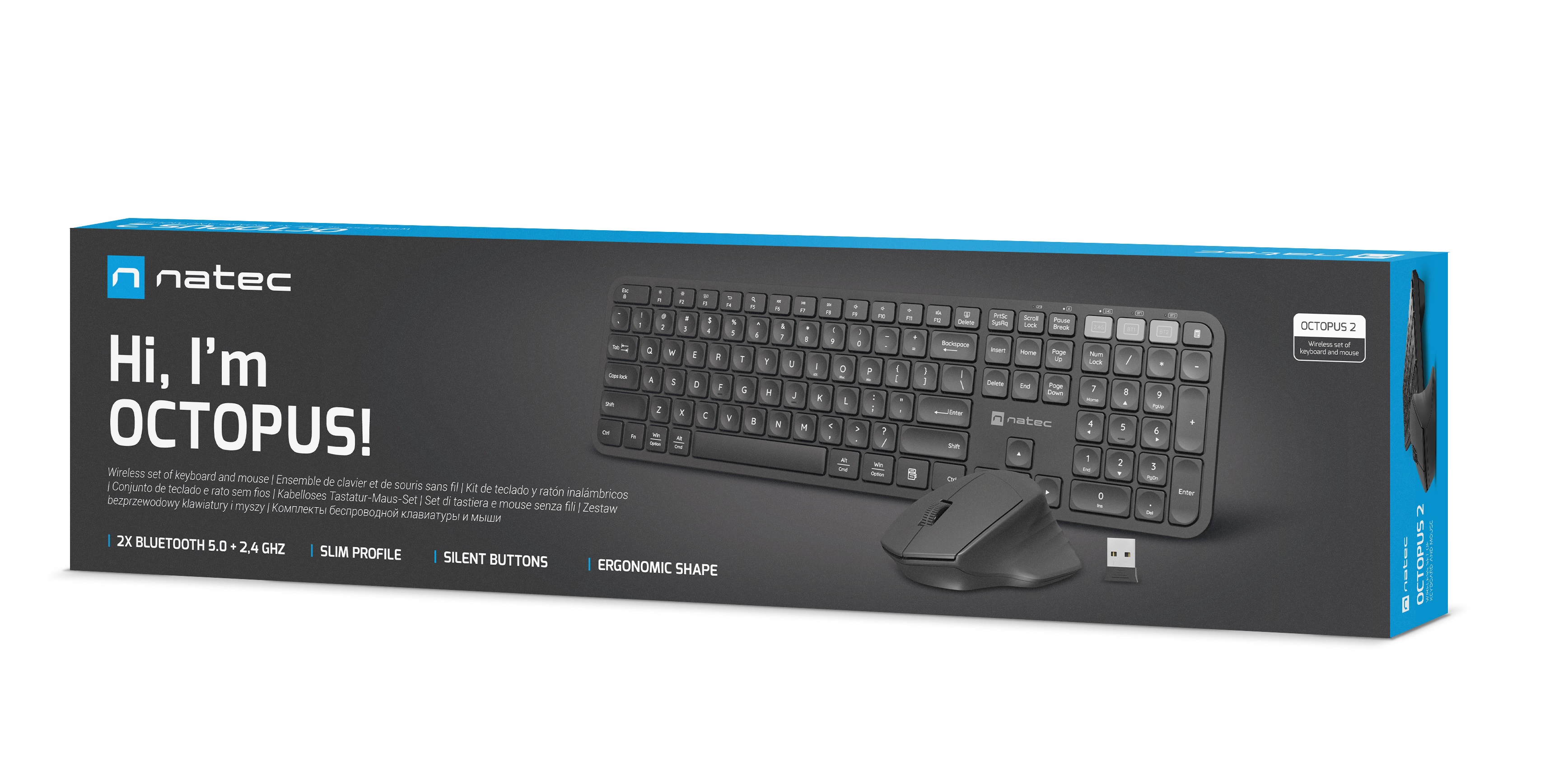 Natec Keyboard & Mouse Wireless Combo BT & 2.4GHz OCTOPUS 2