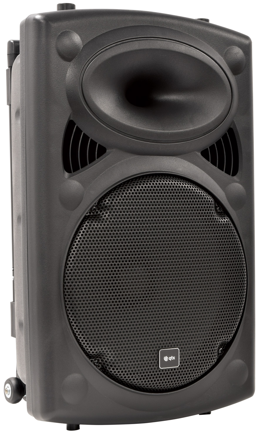 QTX QR12PA 12'' Professional Portable Karaoke & PA Speaker with 2x Wireless Microphones, Bluetooth USB & FM 178.847UK