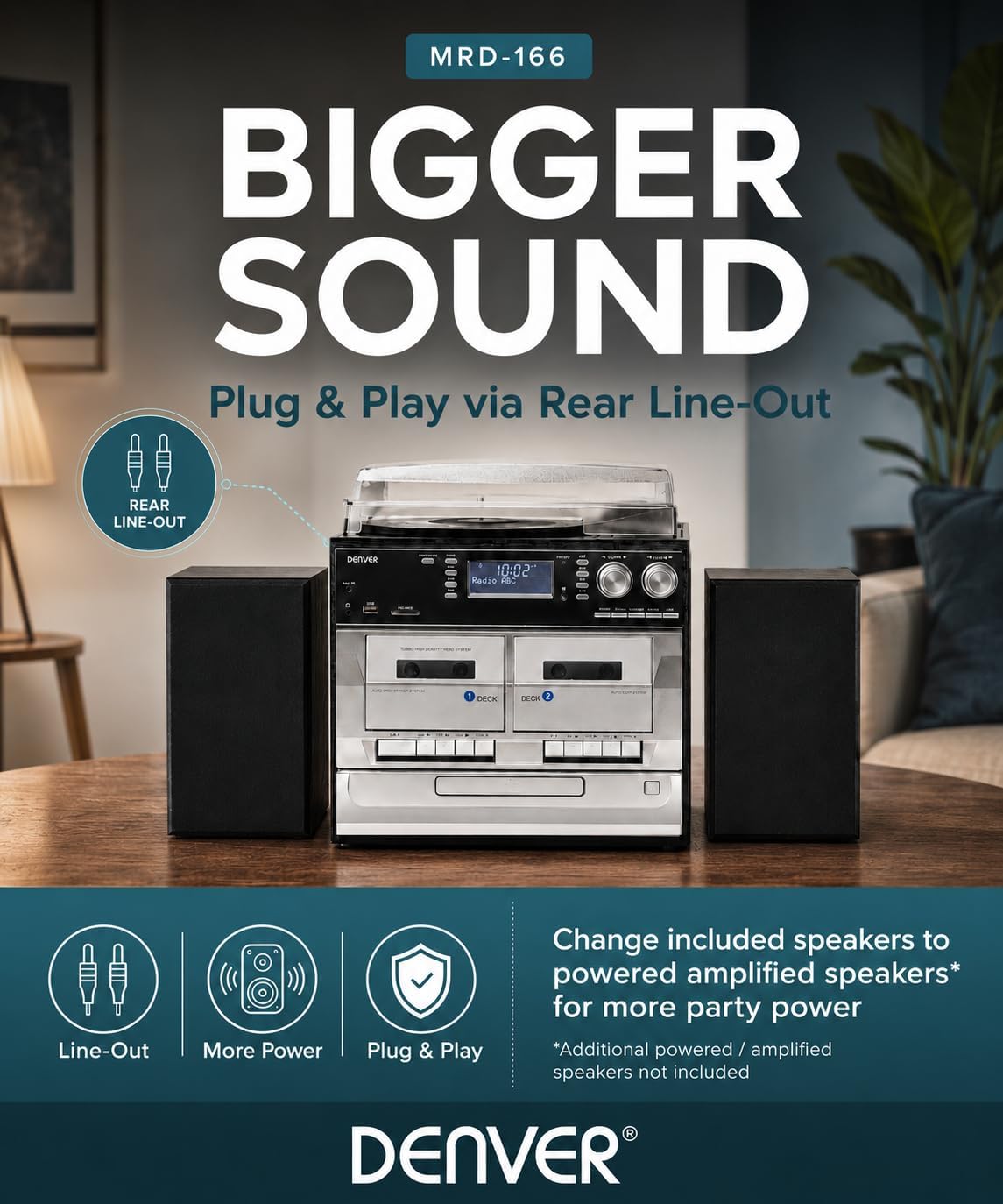 Denver Music System Turntable CD  DAB+/FM USB & SD MRD-166