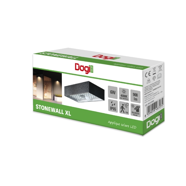 GBC DOGI STONEWALL XL Solar LED Wall Light with PIR