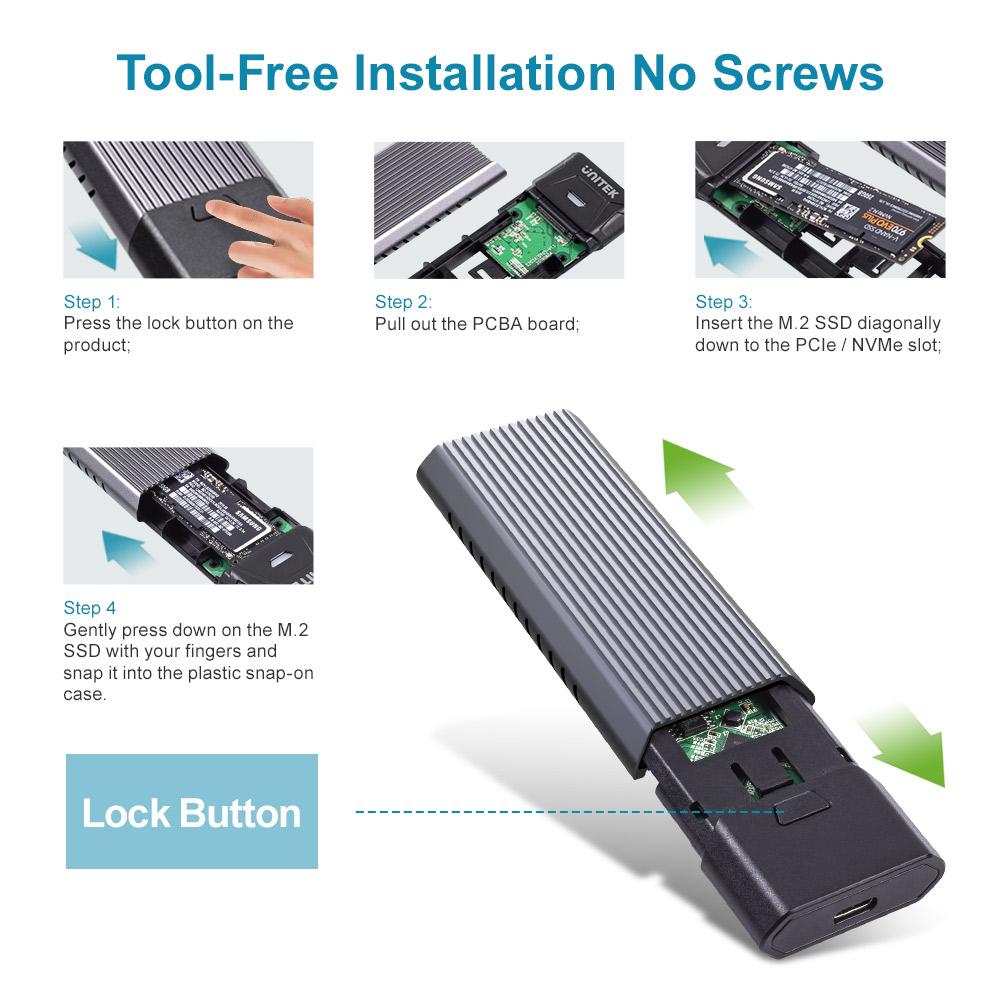 Unitek S-1203A USB3.1 Gen2 Type-C to M2 SSD NVMe Enclosure