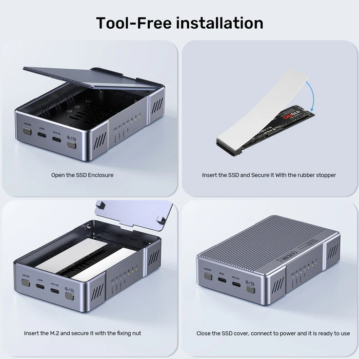 Unitek USB-C 2-Bay External M2 SSD Enclosure with RAID 20Gbps S1247A