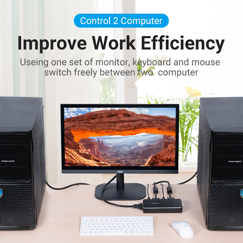 Vention KVM VGA Switch 2-Port 4K DBEB0