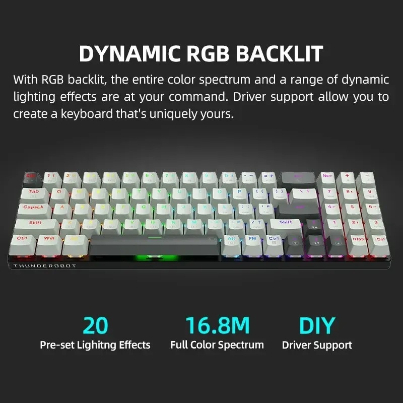 Thunderobot K78R White Gaming Mechanical Keyboard 78 Red Switch Keys