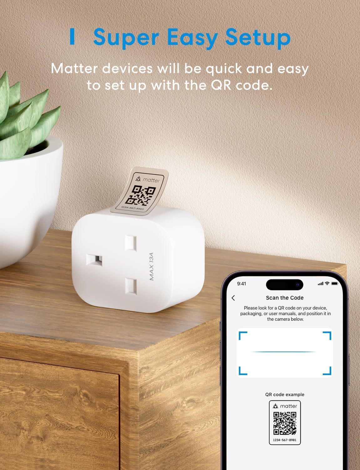 Meross Smart Wi-Fi Plug (matter) MSS315HK-UK