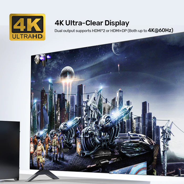 Unitek KVM Switch USB-C Dual 4K 60Hz HDMI & 100W PD (Displaylink) D1103A