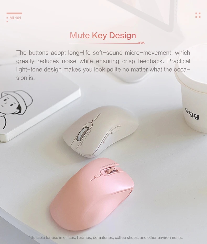 Thunderobot Wireless Mouse ML101  White