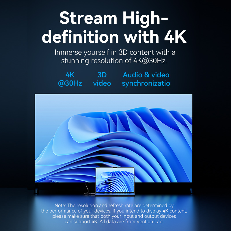 Vention DisplayPort to HDMI Cable 4K30Hz 1.0m PVC HFOBF