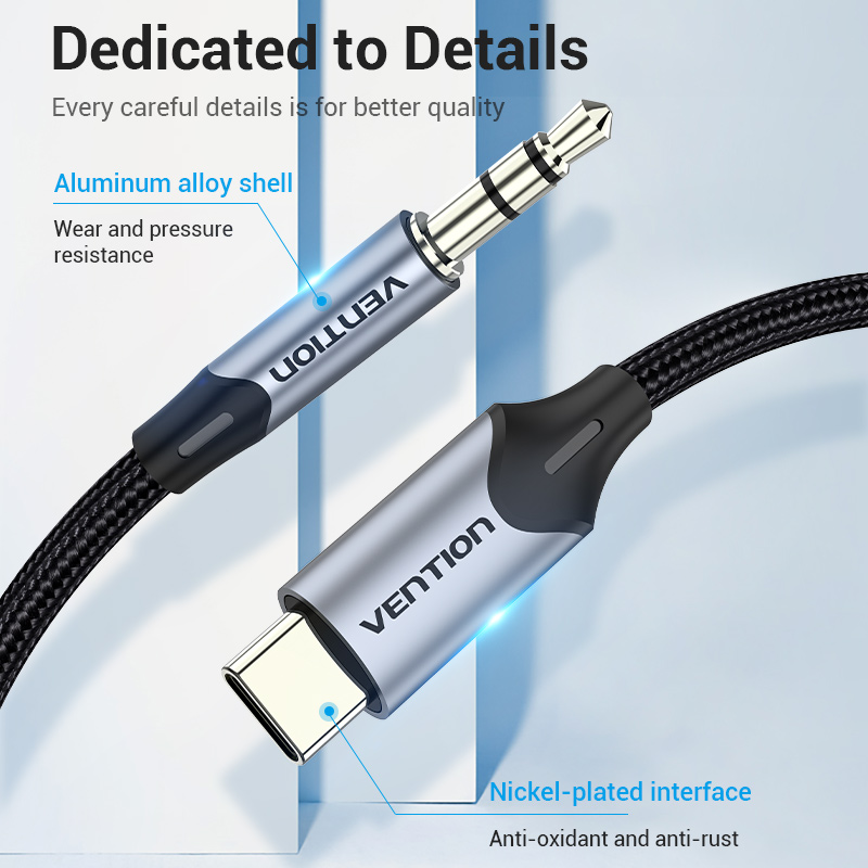 Vention AUDIO CONVERTER USB-C to 3.5mm Male Cable 1.5m BGKHG
