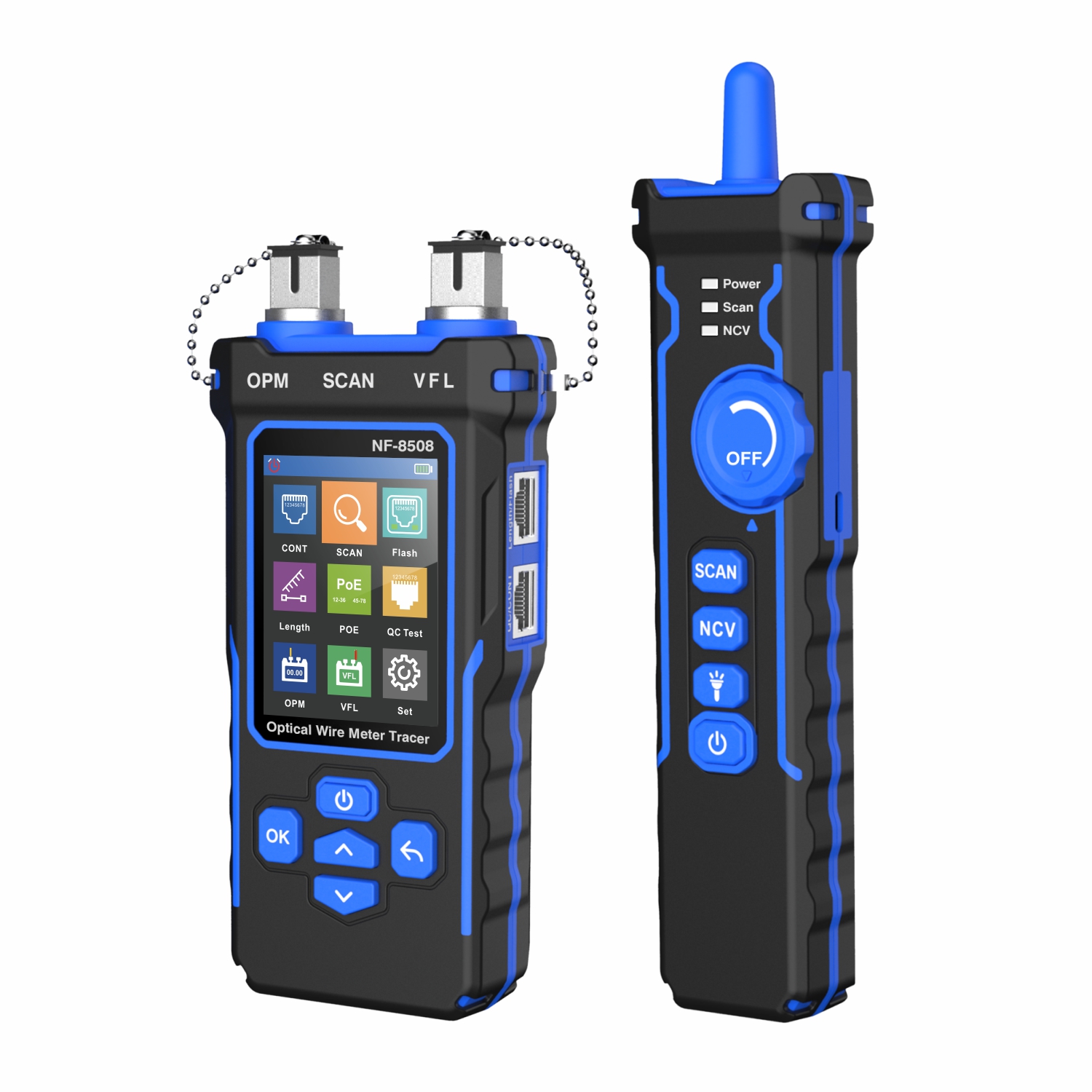 Noyafa Multi-Function Cable Tester with RJ11/RJ45, PoE, Fiber Optic OPM/VFL, NCV & Cable Length Measurement NF-8508