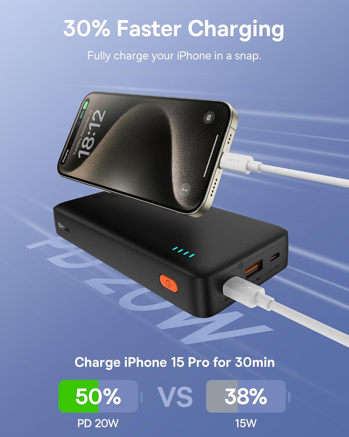 Baseus Powerbank 20W 20000mAh Airpow Black