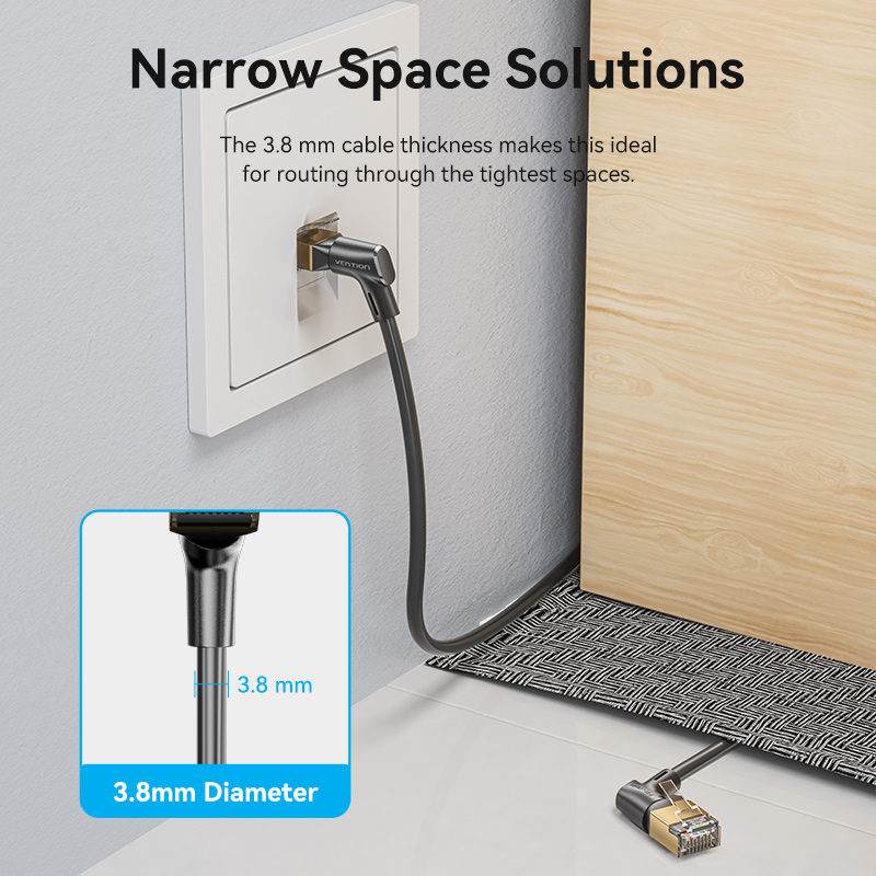 Vention NETWORK Cable Cat8 STP Rotate Right Angle Slim 1.0m Black IKLBF