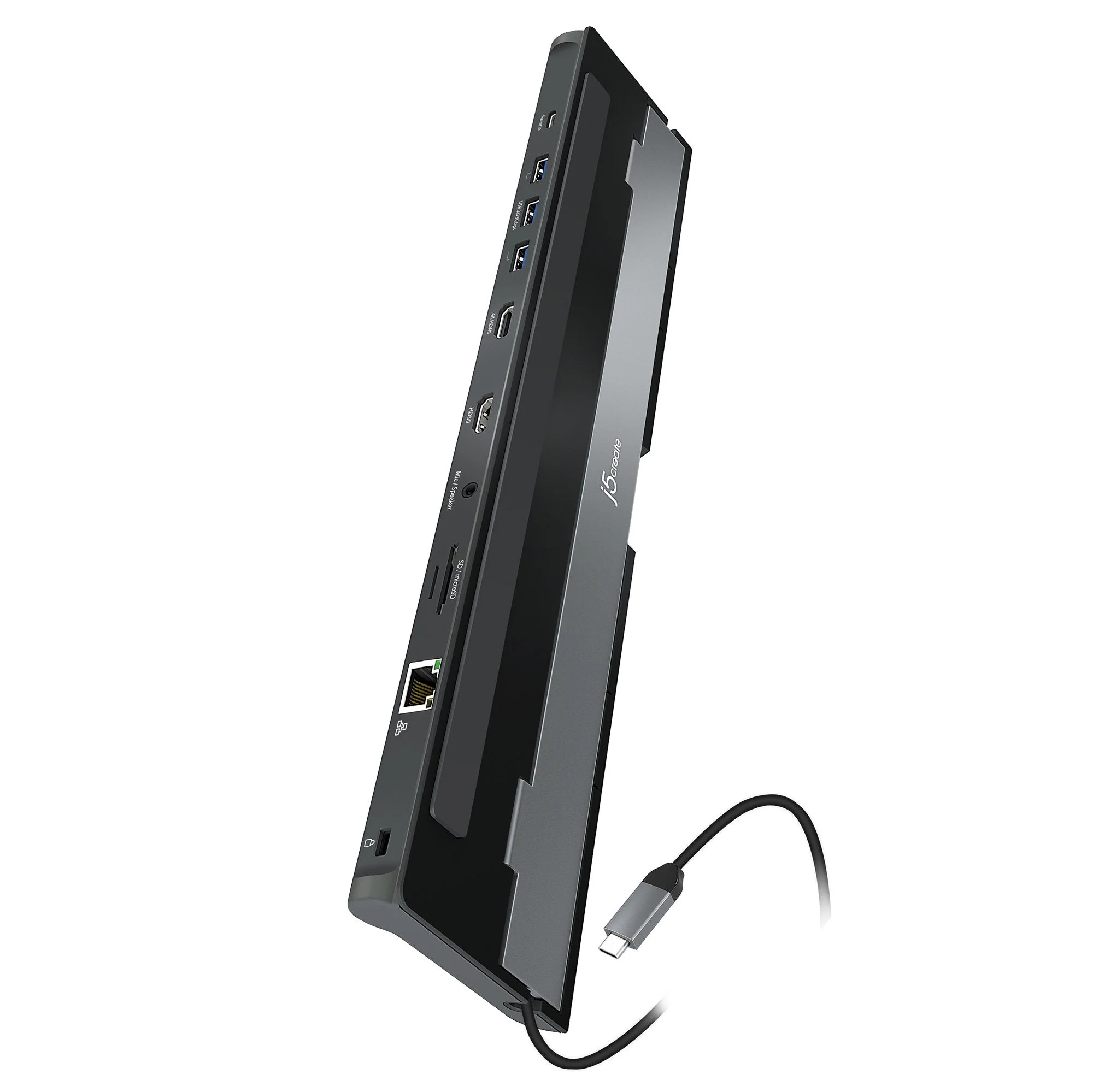 j5create Docking Station USB-C 10-in-1 Dual Display 2K-4K HDMI/RJ45/USB/SD/Audio/PD JCD542
