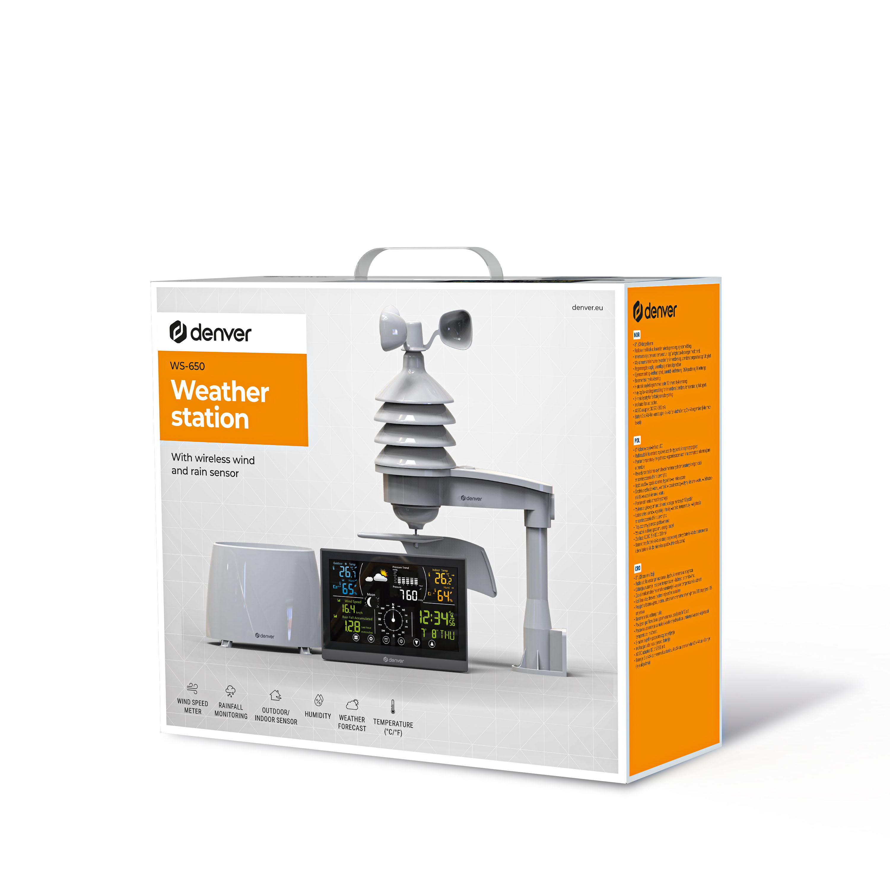 Denver HOME Weather Station with Wireless Wind and Rain Sensor WS-650