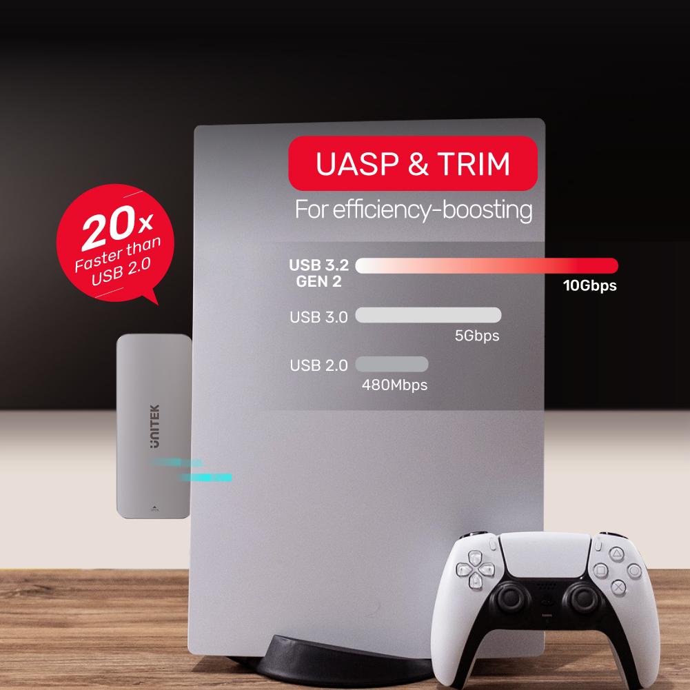 Unitek S1224A PCIe/NVMe M2 SSD Enclosure For PS5 Storage Expansion