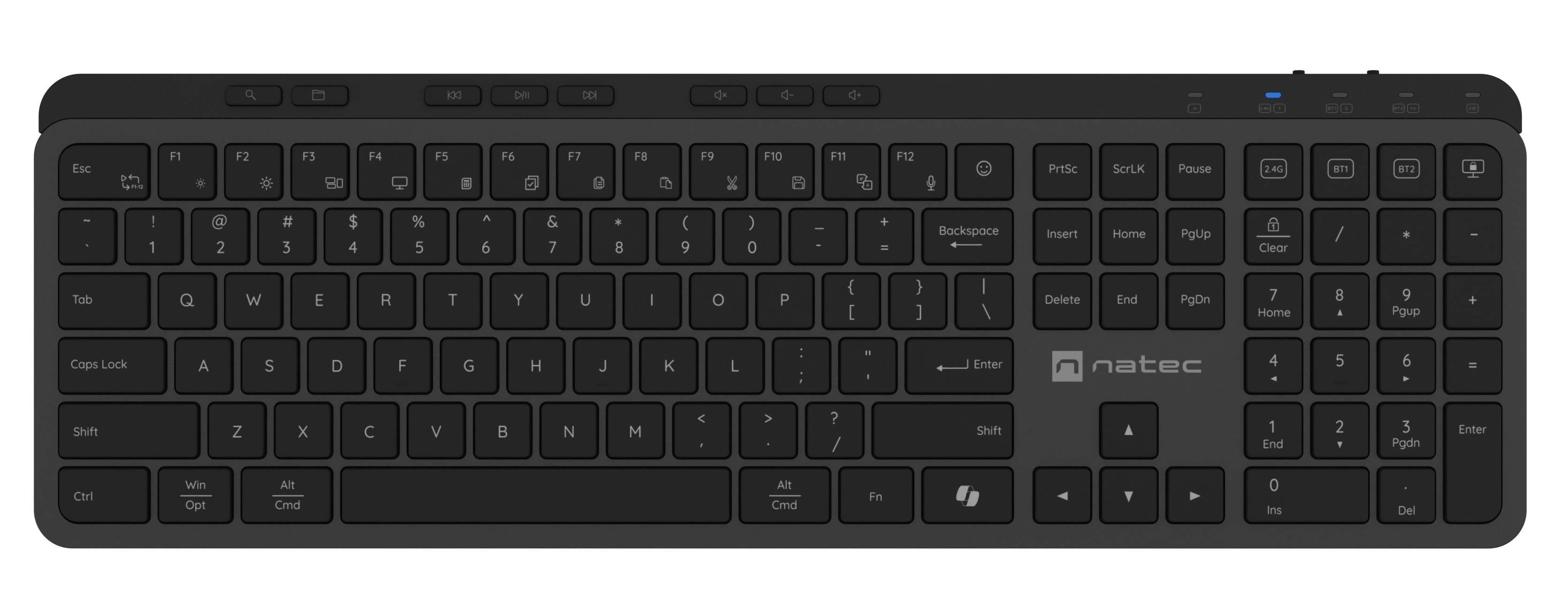 Natec MEDUSA Slim Wireless Keyboard BT & 2.4GHz X-SCISSORS Keys