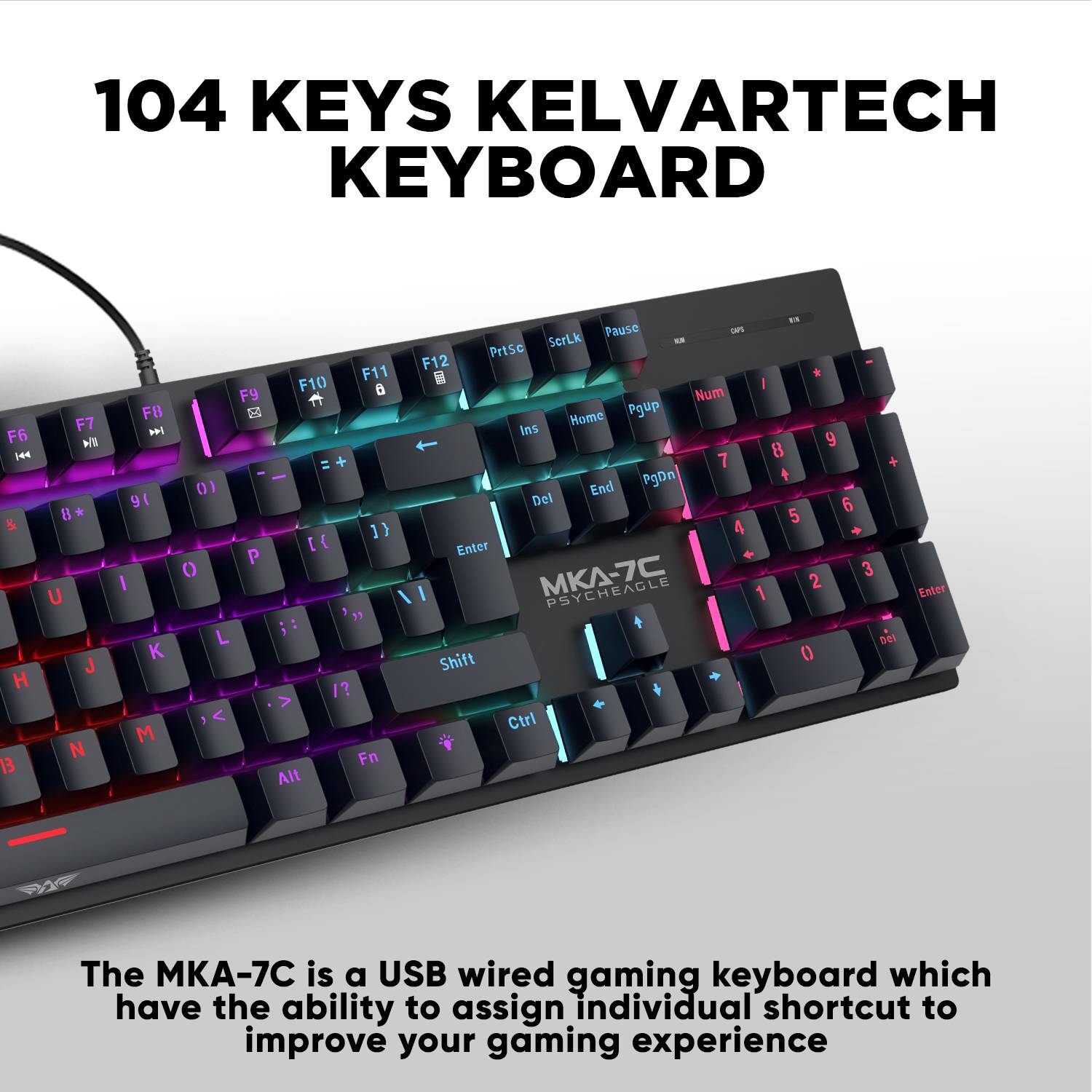 Armaggeddon MKA-7C White Mechanical Gaming Keyboard 104 Linear Red Keys
