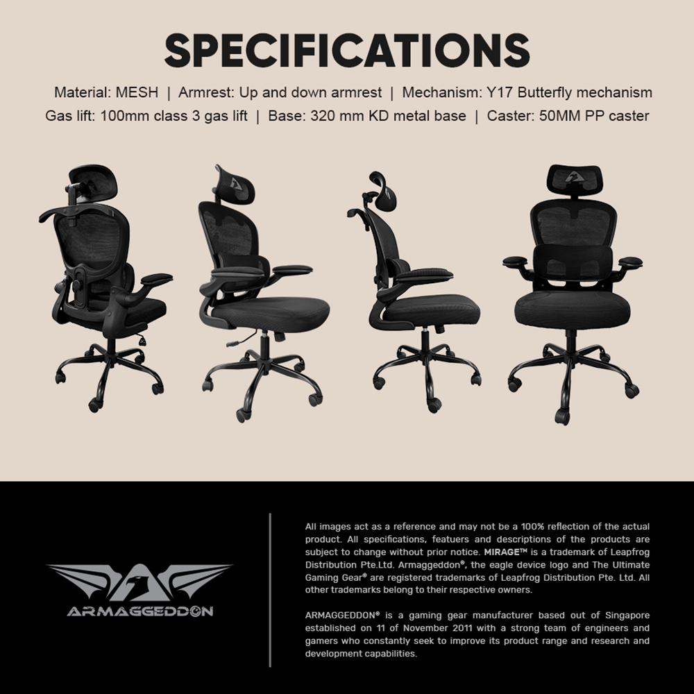 Armaggeddon Office Chair Mesh VERTEBRAE V3 Black