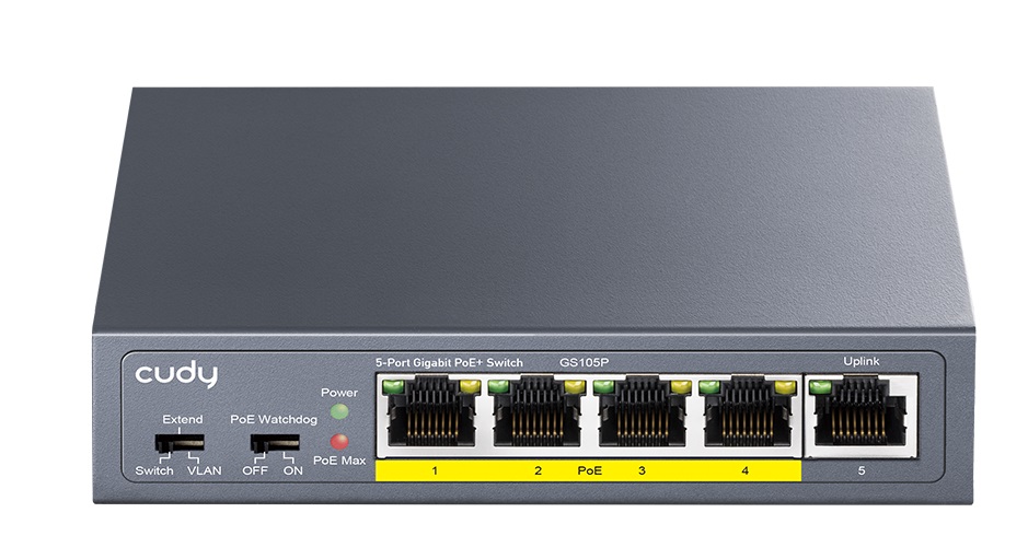 Cudy Switch PoE Gigabit 4PoE + 1GbE Uplink 30W GS105P