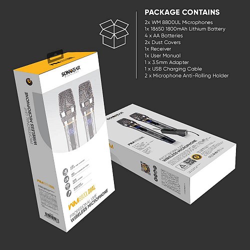 SonicGear WM 3300 UL DUAL 2 Wireless Microphones with receiver