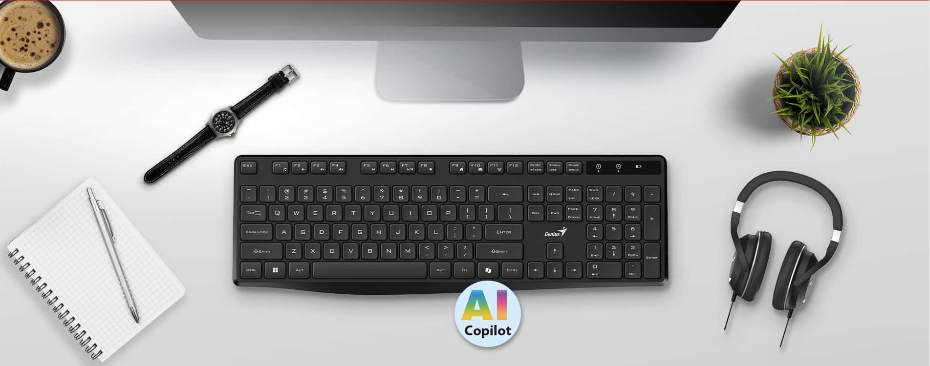 Genius Keyboard Wireless AI Silent & Low Profile KB-7200 English