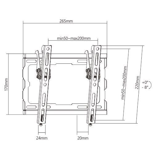 Brateck KL32-22T TV Wall Mount 20x20 with Tilt