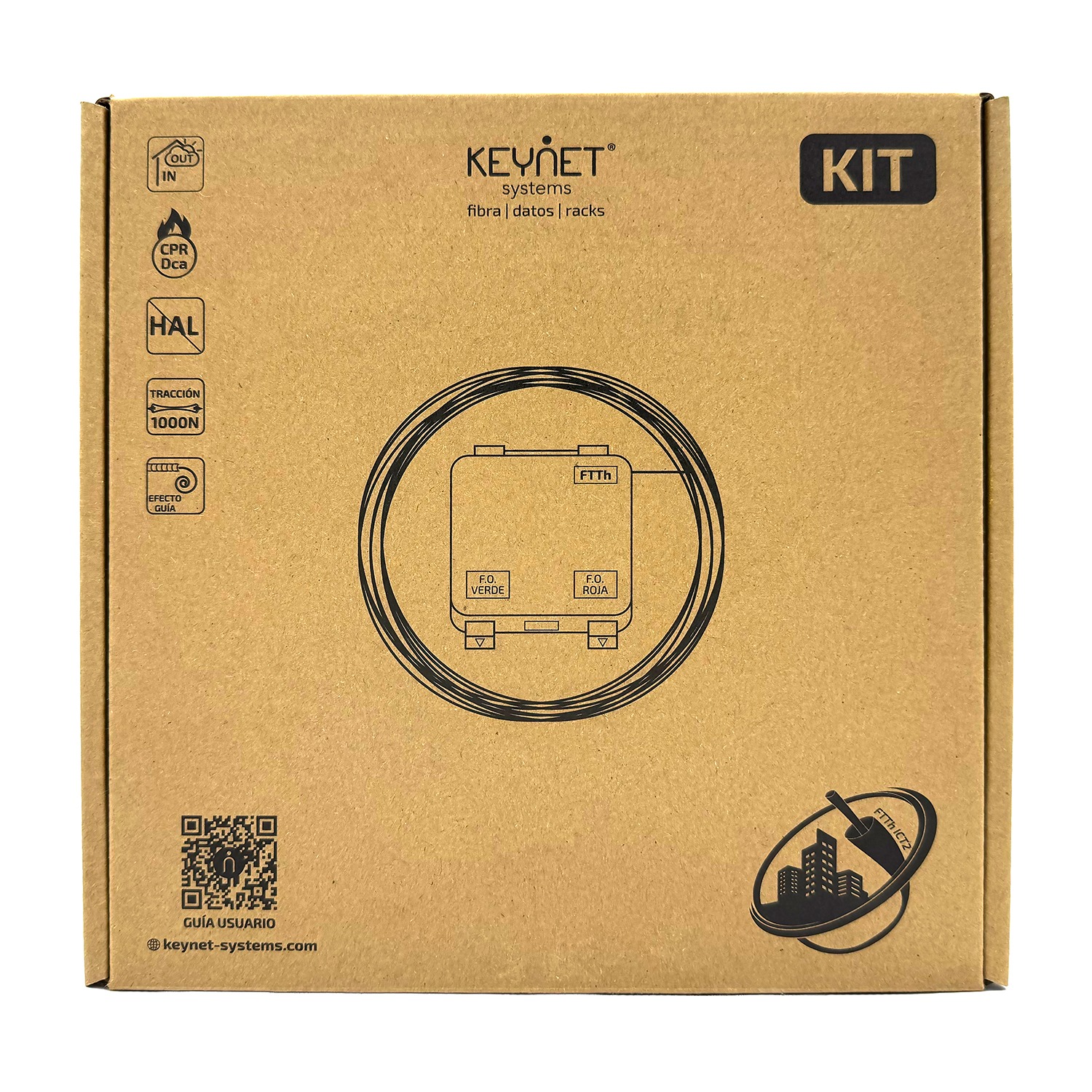 KEYNET Patch Cord with Pre-Terminated Fiber Optic Outlet SafeTrack LC/APC 15.0m