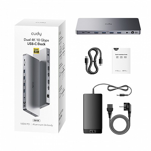 Cudy Docking Station USB-C 13-IN-1 Dual 4K 10Gbps with Mac Support CS700