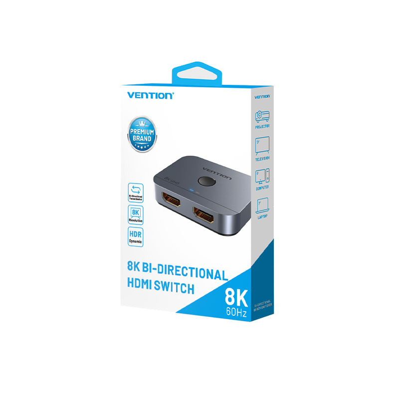 Vention HDMI Switch 2-Port 8K 2.1 Bi-Directional Metal AKPH0