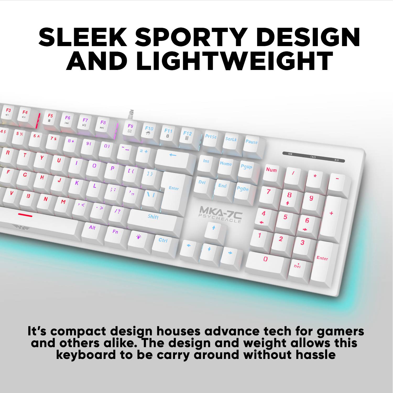 Armaggeddon MKA-7C White Mechanical Gaming Keyboard 104 Keys Clicky Blue Keys