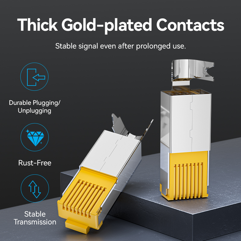 Vention NETWORK Connectors CAT6A FTP Shock-Resistant Modular Plug IDOB0-10 (10-Pack)