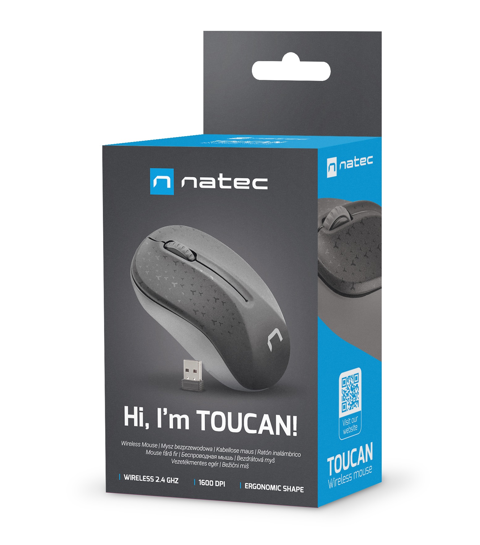 Natec Mouse Wireless Optical 1600DPI Black TOUCAN