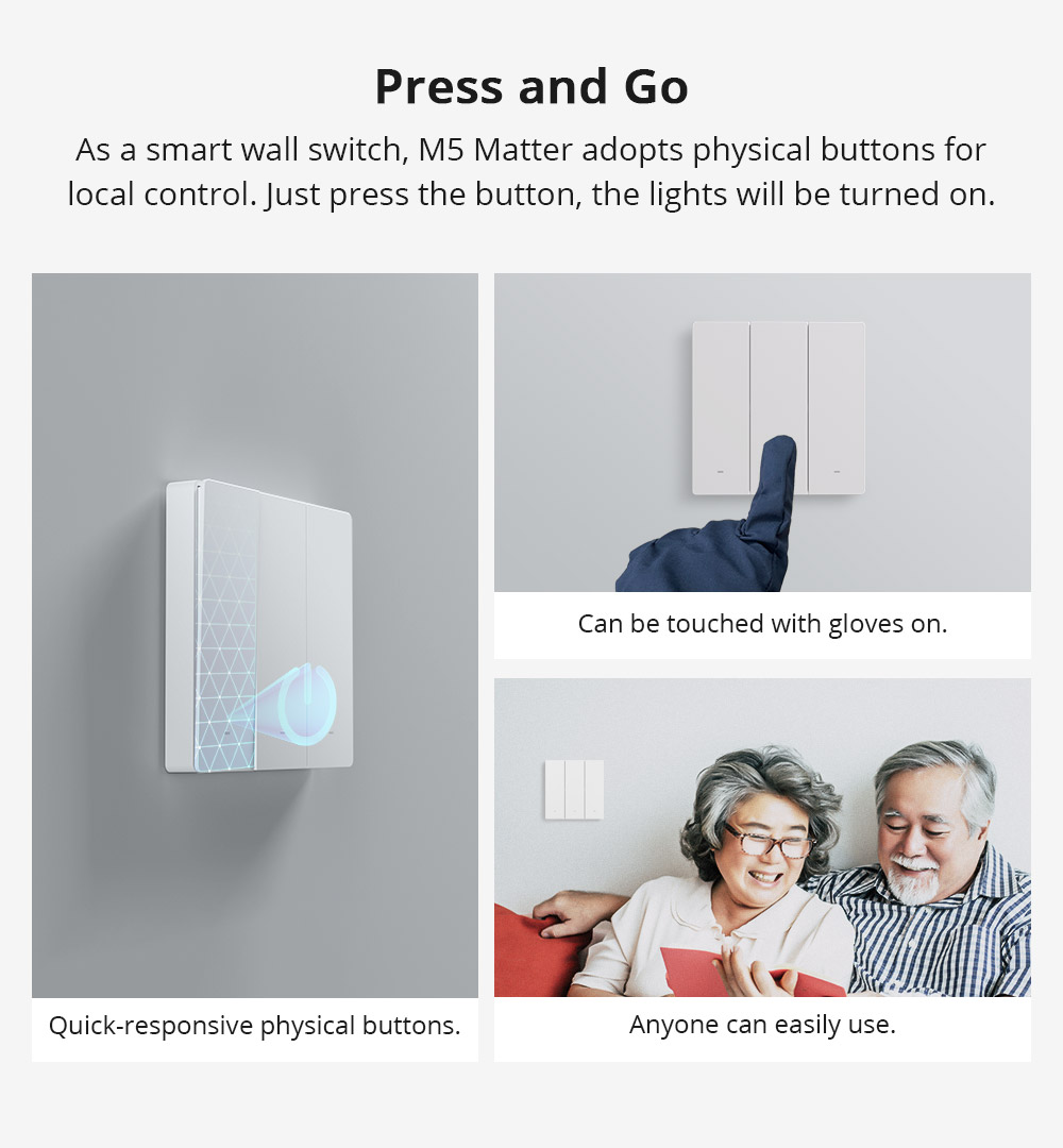 Sonoff M5 Matter WiFi Smart Wall Mechanical Switch 1-Button White