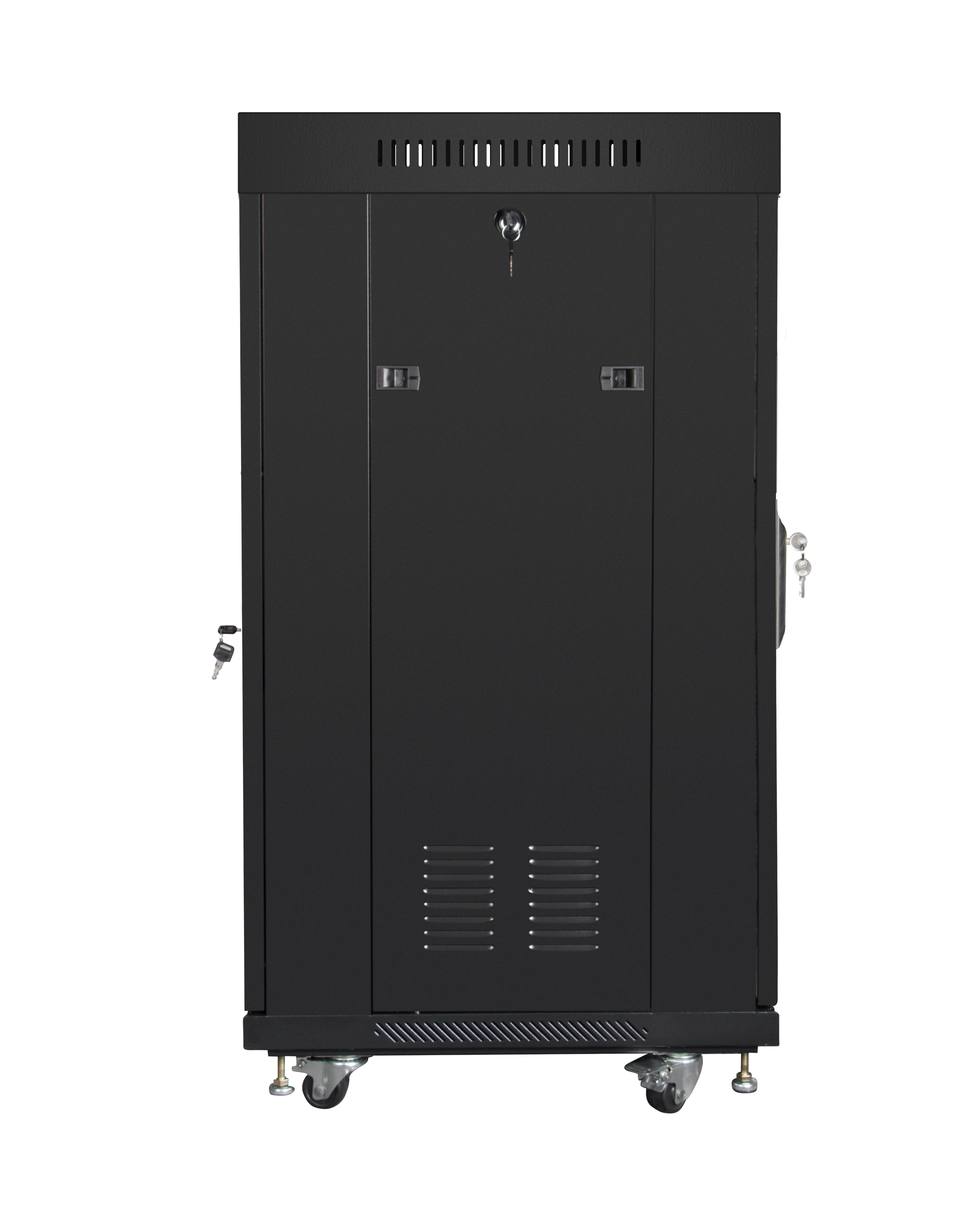 Lanberg Free Standing Cabinet 19'' with Glass Door 22U 60cm Ventilation Panel with LCD, 2 Fans & Thermostat Black (not assembled)