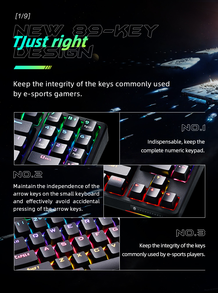 Thunderobot KG3089R Black Mechanical Gaming Keyboard 89 Red Switch Keys